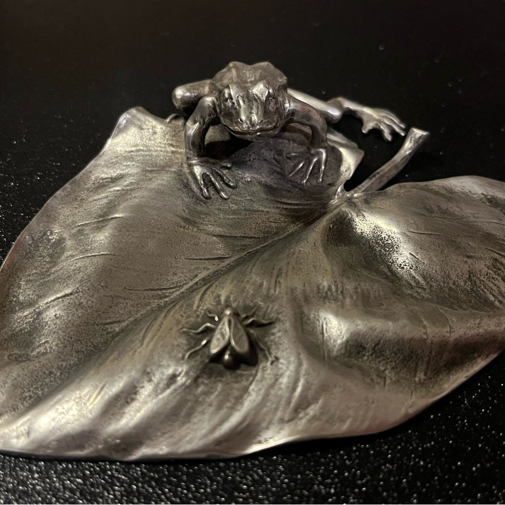 Achille Gamba; A Frog on a Leaf with Fly